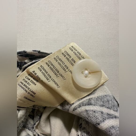 Anthropologie Pants Womens 0 Black White Jogger Linen Blend High Waisted Boho - Picture 3 of 6